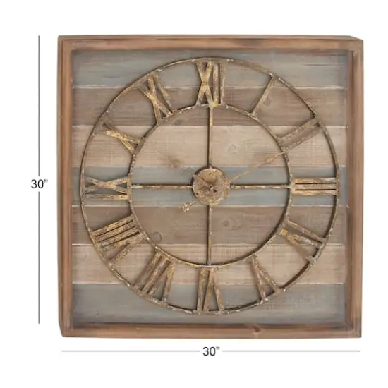 Brown Contemporary Wood Wall Clock, 30" x 30" {7}