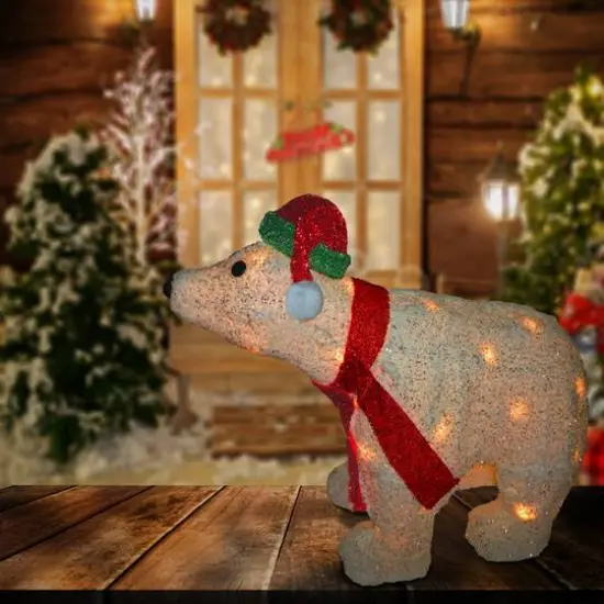 18.5" Flannel 3D Polar Bear, Clear Lights {3}