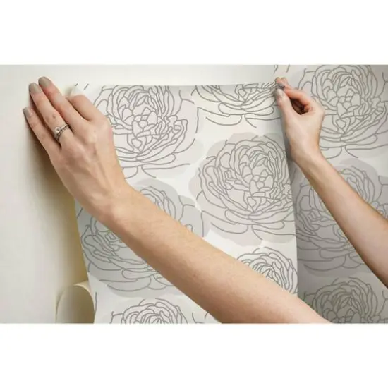 RoomMates Bed of Roses Peel & Stick Wallpaper Taupe/Gray {11}