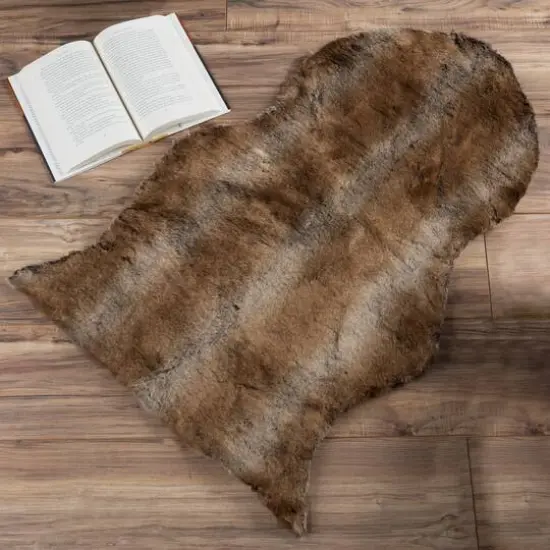 Hastings Home Faux Sheepskin Fur Rug, 2ft. x 3ft. Brown {4}