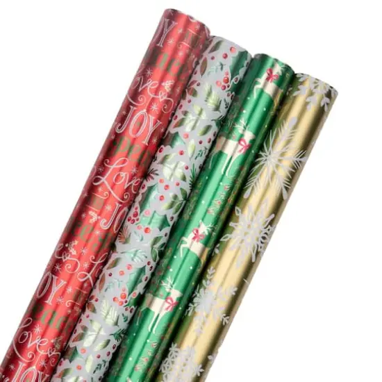 JAM Paper Holographic Merry Christmas Gift Wrap Set, 4ct. {1}