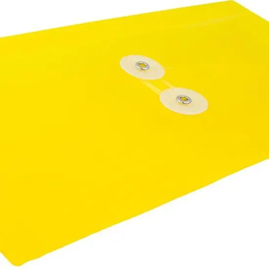 JAM Paper 5.25" x 10" Plastic #10 Business Envelope with Button and String Closure, 24ct. Yellow {5}