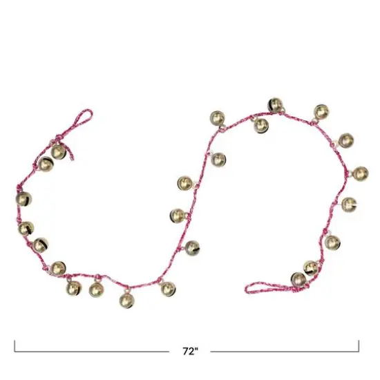 Hello Honey&reg; 6ft. Gold Finish Metal Bells on Braided Red & White Cord Garland {5}