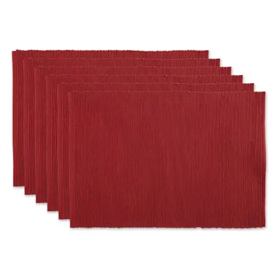 DII&reg; Ribbed Cotton Placemats, 6ct. Barn Red {1}