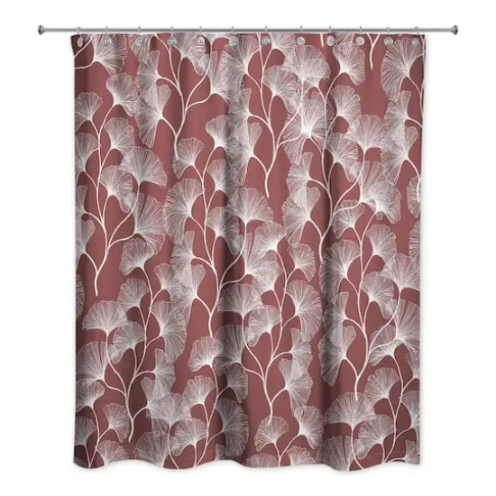 Gingko Shower Curtain Maroon {1}