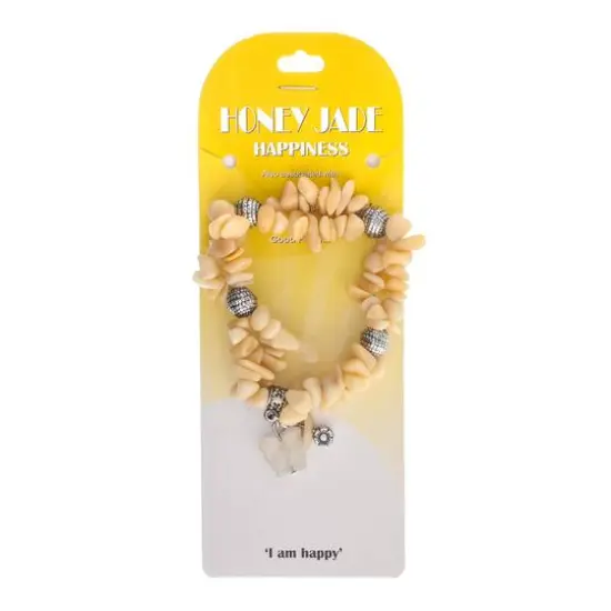 John Bead Honey Jade Happiness Yellow Natural Stone 2-Strand Bracelet with Butterfly Charm {1}