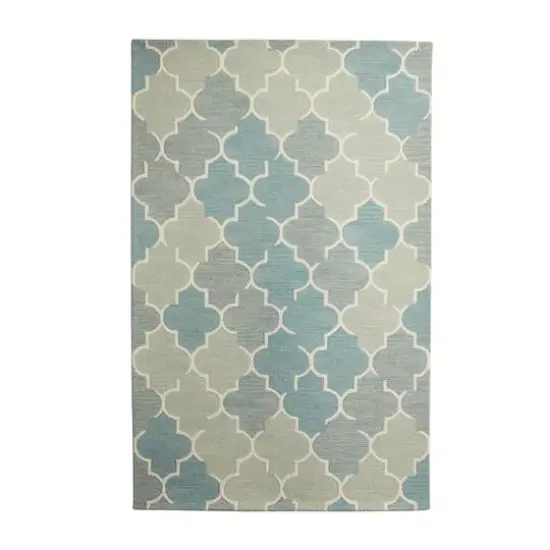 Blue Wool Modern Hand Hooked Rug, 5ft. x 8ft. {1}