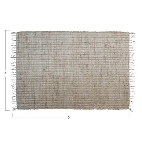 Hello Honey® Natural Boho Woven Jute & Cotton Rug with Fringe, 72" x 48" {5}