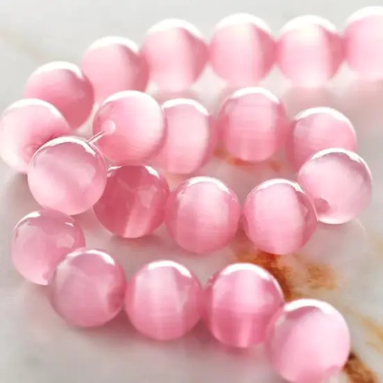 Pink Cat's Eye Glass Round Beads, 10mm by Bead Landing&trade; {3}