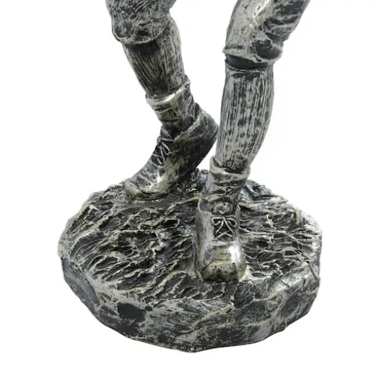 Silver Polystone Sculpture, Baseball Player 16" x 6" x 6" {5}