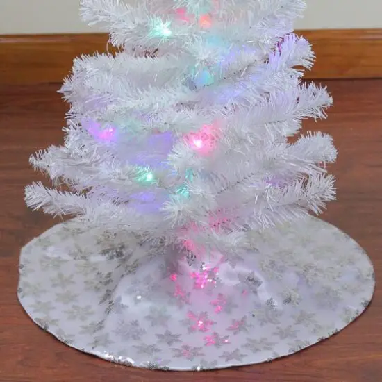 20" White & Silver Sequin Snowflake Mini Tree Skirt {4}