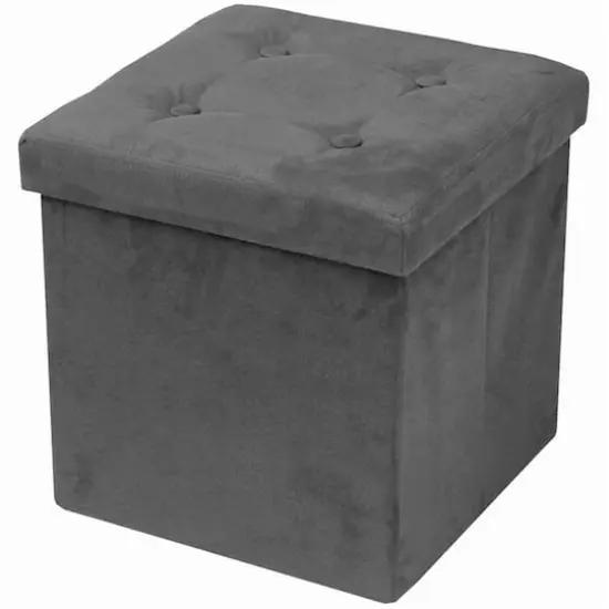 Sorbus 15" Faux Suede Storage Ottoman Cube Gray {1}