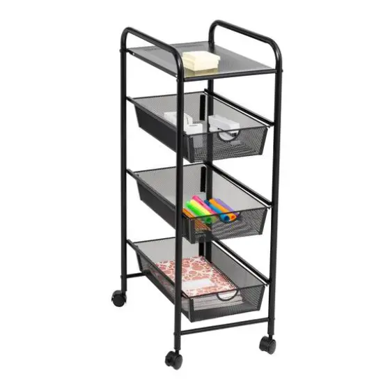 Honey Can Do Black Metal 3-Drawer Rolling Storage Cart {6}