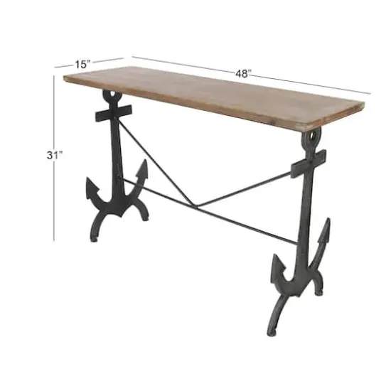 48" Brown Coastal Metal Console Table {6}
