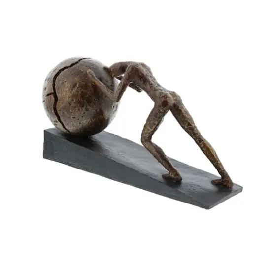 15" Brown Sisyphus Abstract Human Figurine Sculpture {3}