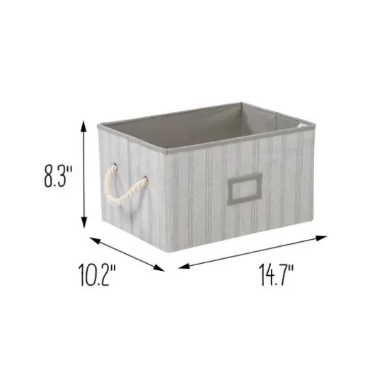 Honey Can Do Gray Stripes Large Collapsible Fabric Storage Bins with Handles, 3ct. {11}