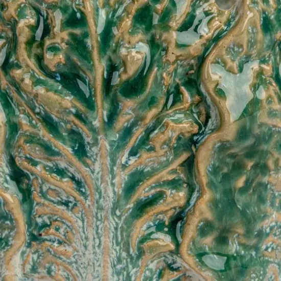 Hello Honey&reg; 5.75" Green Reactive Glaze Embossed Stoneware Cabbage Planter {10}