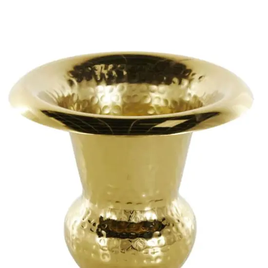 11" Gold Textured Metal Vase {5}