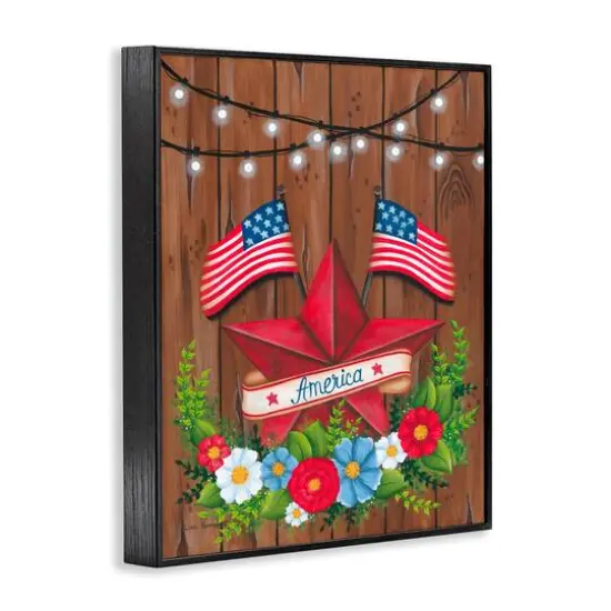 Stupell Industries Americana Country Garland Framed Giclee Art Black {4}