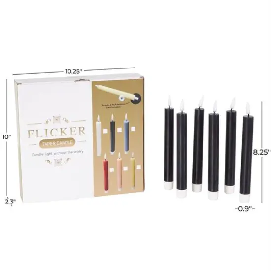 8" Flameless Wax Candles with Remote Control, 6ct. Black {9}