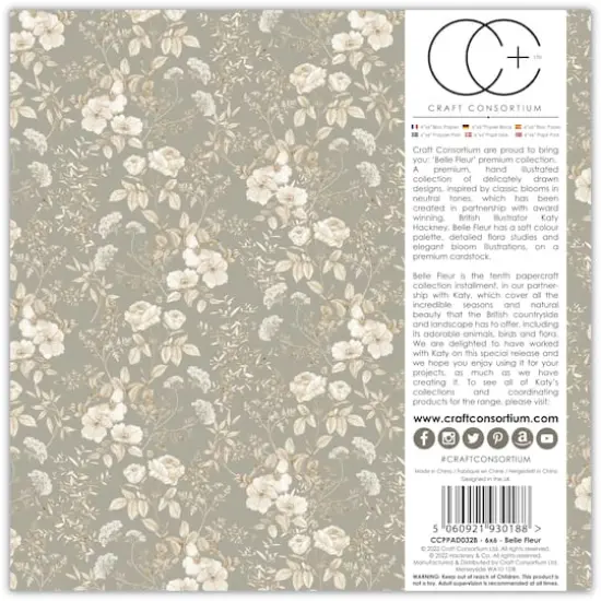 Craft Consortium Belle Fleur Double-Sided Paper Pad, 6" x 6" {5}
