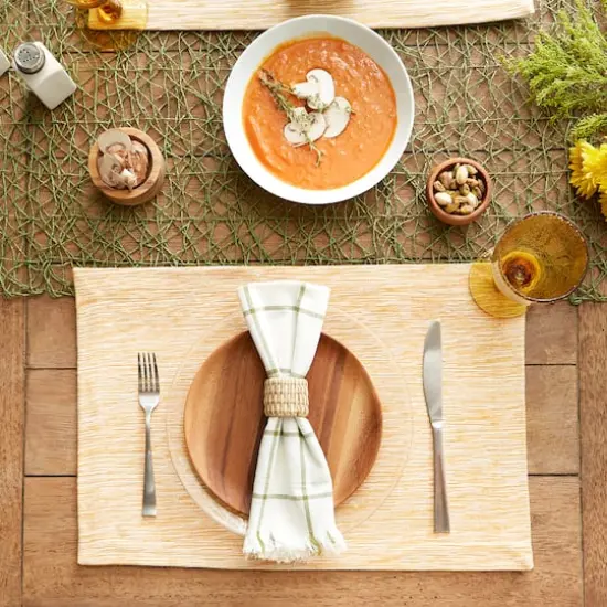 DII® Tonal Recycled Cotton Slubby Rib Placemats, 6ct. Honey Gold/Off White {6}