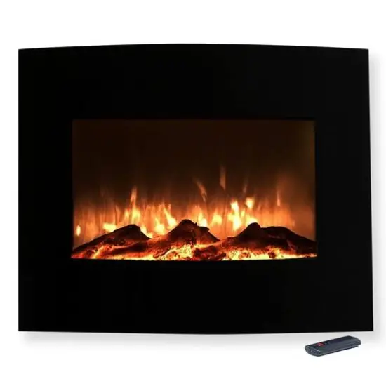 Hastings Home 25" Black Curved Electric Fireplace {4}