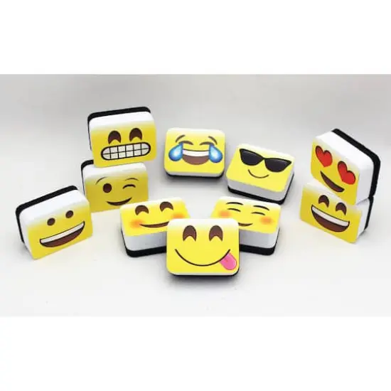 Ashley Productions Emotion Icons Non-Magnetic Mini Whiteboard Erasers, 10ct. {3}