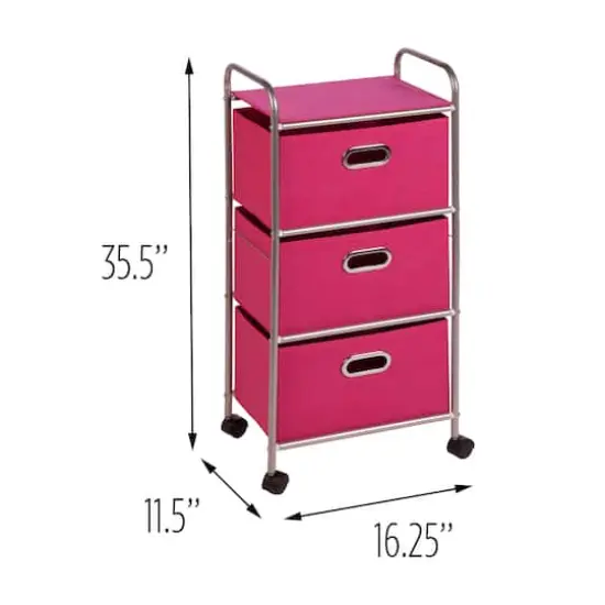 Honey Can Do Pink 3-Drawer Rolling Cart {5}