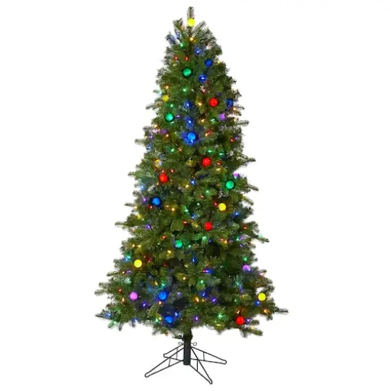 6.5ft. Pre-Lit Montana Mountain Fir Artificial Christmas Tree, Multicolor LED Lights {1}
