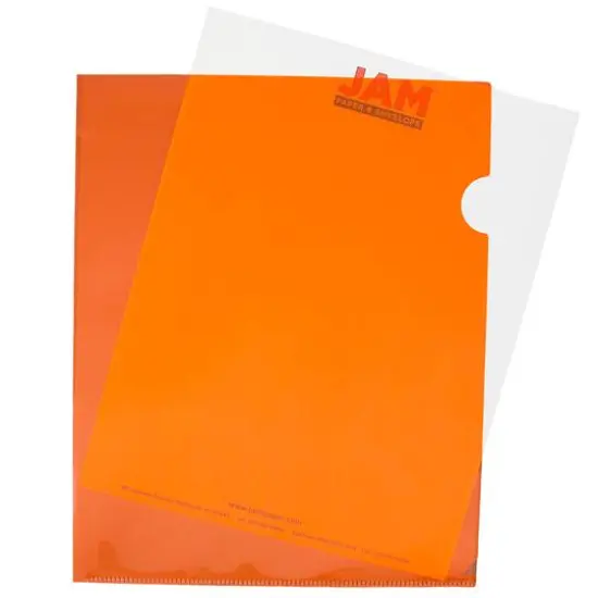 JAM Paper 9" x 11.5" Plastic Sleeve Page Protectors, 120ct. Orange {1}