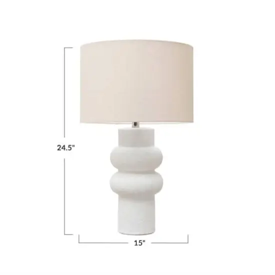 Hello Honey&reg; 24.5" White Volcano Finish Stoneware Table Lamp with Linen Shade {5}