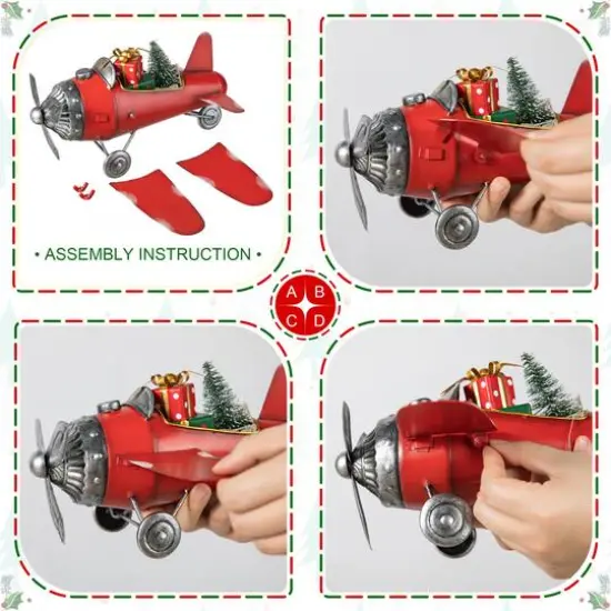 Glitzhome&reg; 14" Christmas Metal Airplane with Gifts Table D&eacute;cor {8}
