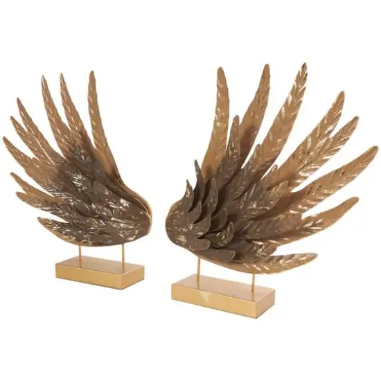 18" Gold Bird Wing Tabletop Sculpture Set {6}