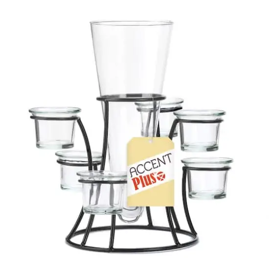 11" Circular Candle Stand with Vase {3}