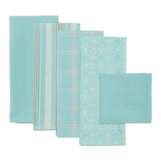 DII&reg; Dish Towel & Dishcloth Set Aqua {6}