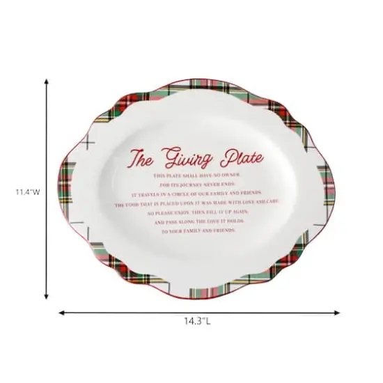 14.25" Green & Red Plaid Ceramic Giving Plate by Ashland&reg; {5}