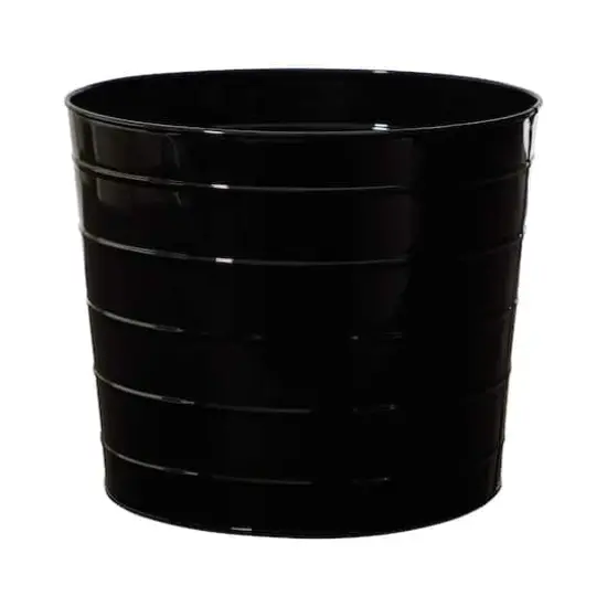10" Farmhouse Black Metal Ribbed Planter {1}