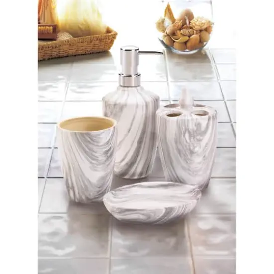 Marble Printed Bath Accessory Set {4}
