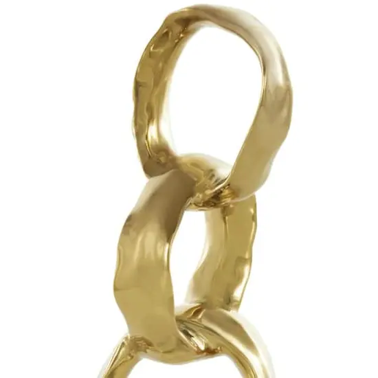 15" Gold Abstract Interlocked Rings Ceramic Sculpture with Black Base {4}