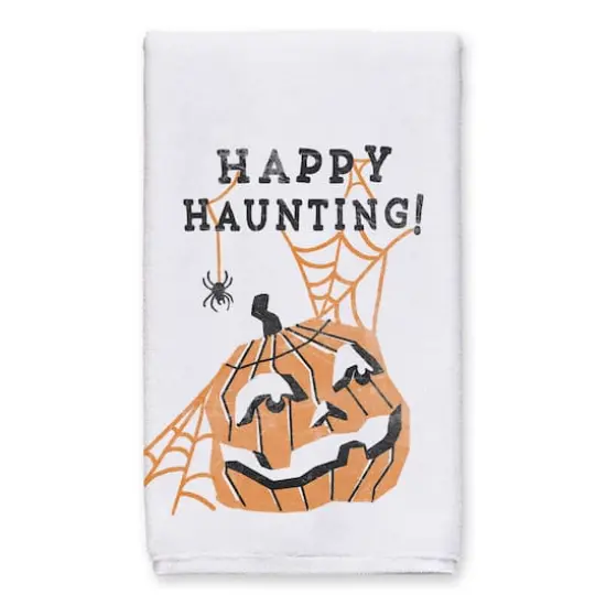 Mid Mod Pumpkin Happy Haunting Tea Towel Set {3}