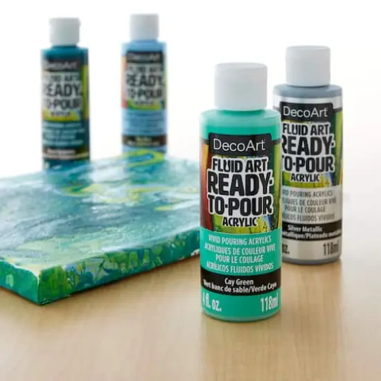 DecoArt&reg; Fluid Art Ready to Pour Acrylic&trade; Silver Seas Paint Pack {3}