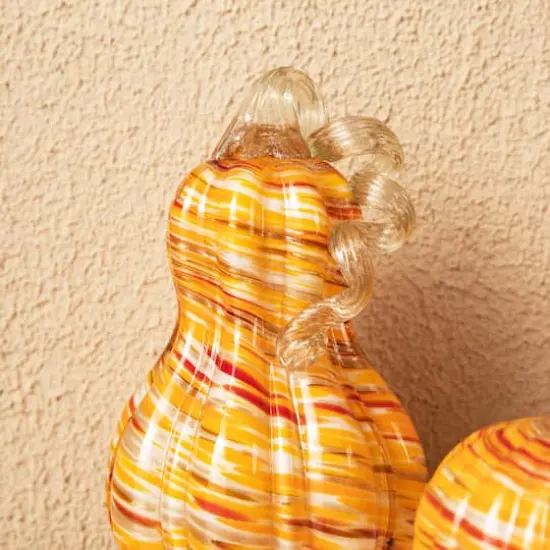 Glitzhome&reg; Multi Stripes Glass Pumpkin & Gourd Set {6}