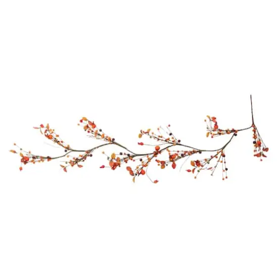 5ft. Autumn Harvest Berries & Leaves Rustic Twig Thanksgiving Garland {1}
