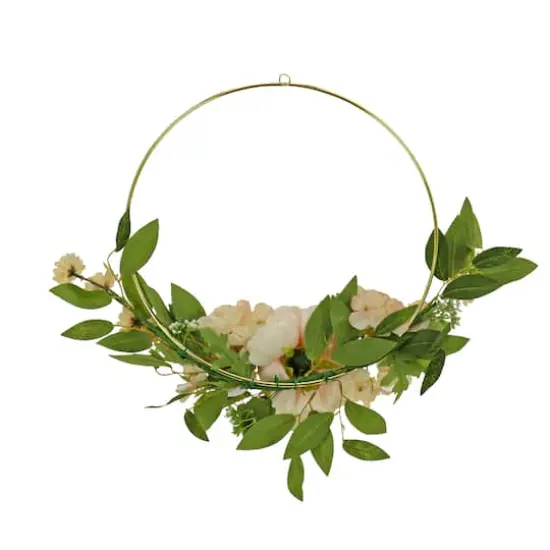 18" Spring Peony & Rose Hoop Wreath {5}
