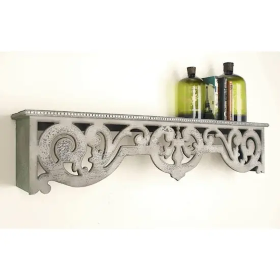White Wood Farmhouse Wall Shelf, 10" x 48" x 8" {9}