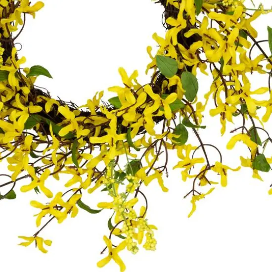 24" Yellow Forsythia & Berry Floral Spring Wreath {7}