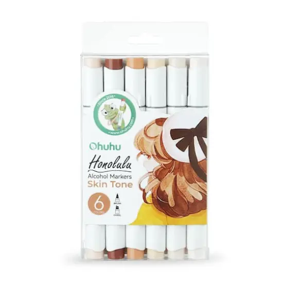Ohuhu&reg; Honolulu Dual Tip Skin Tone Alcohol Markers, 6ct. {1}