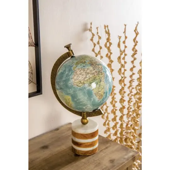 16" Blue Ceramic & Metal Coastal Globe {15}