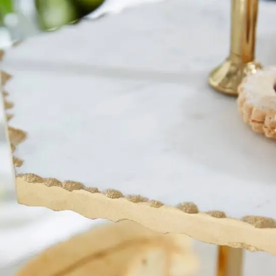 Gold Stoneware & Aluminum 3 Tier Tray Stand {9}